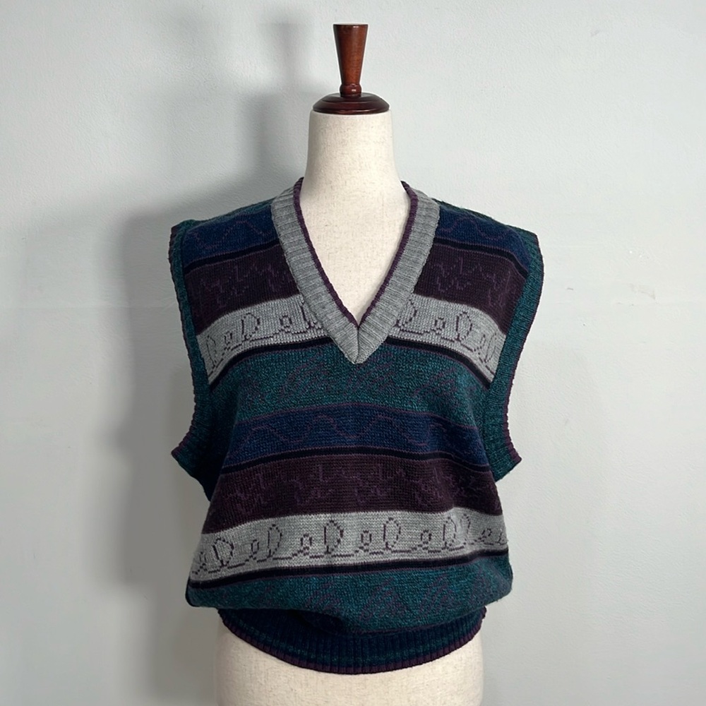 Vintage 80's Swirly Sweater Vest  Retro